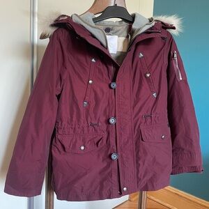 Burberry Kids Burgundy Jacket with Fur Trim
